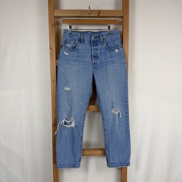Levi's 501 Pants - Levi’s 501 Jeans Size 27 Medium Wash Distressed Button Front Denim